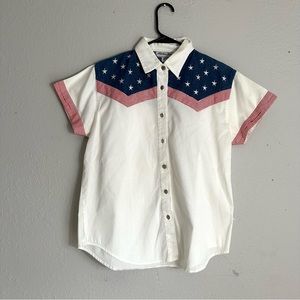 USA Short-Sleeve, Button-Down, Red, White & Blue Shirt
